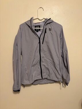 Lightweight Hooded Windbreaker Jacket Gray Small Full Zip Athletic Outdoor